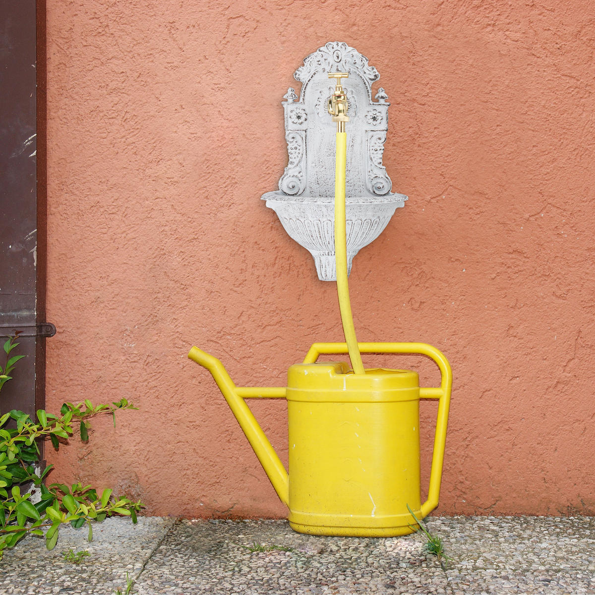 WANDBRUNNEN - Weiß, Metall (13/24.5/40cm) - Relaxdays