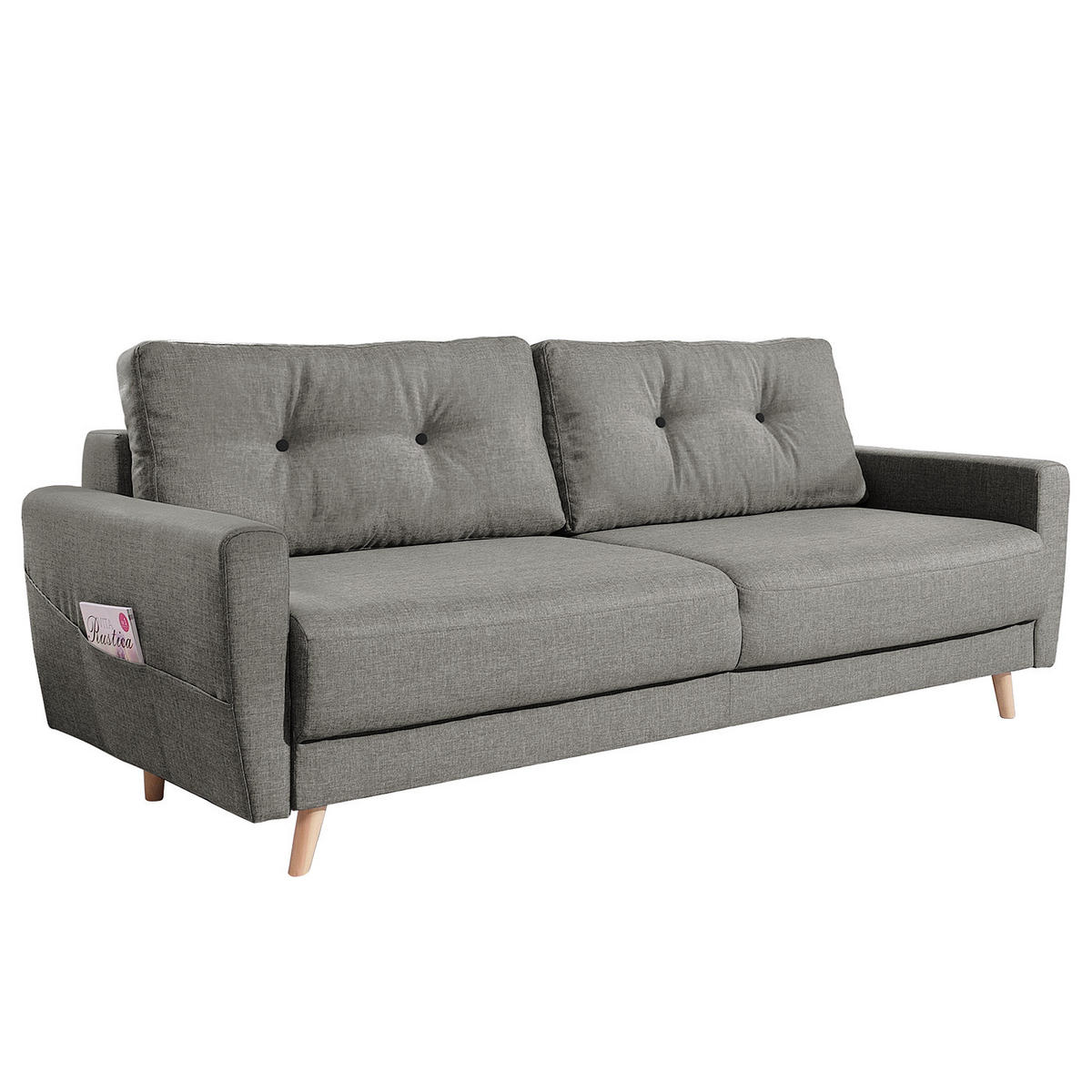 3-SITZER SOFA - Grau, Textil (220/90/90cm) - home24