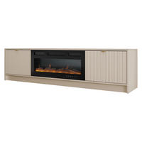 TV-LOWBOARD Tireno EF mit Elektrische Kamin - Sandfarben/Goldfarben, Holzwerkstoff/Metall (182/48/40cm) - MIRJAN24