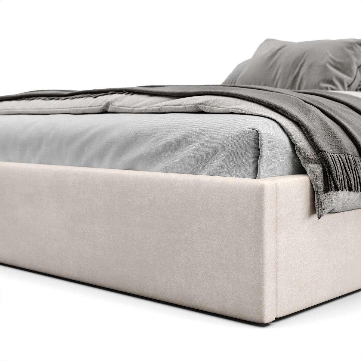 POLSTERBETT 120x200cm Bett mit Stauraum Lattenrost Creme - Creme, Holz/Holzwerkstoff (120/200cm) - Muralo