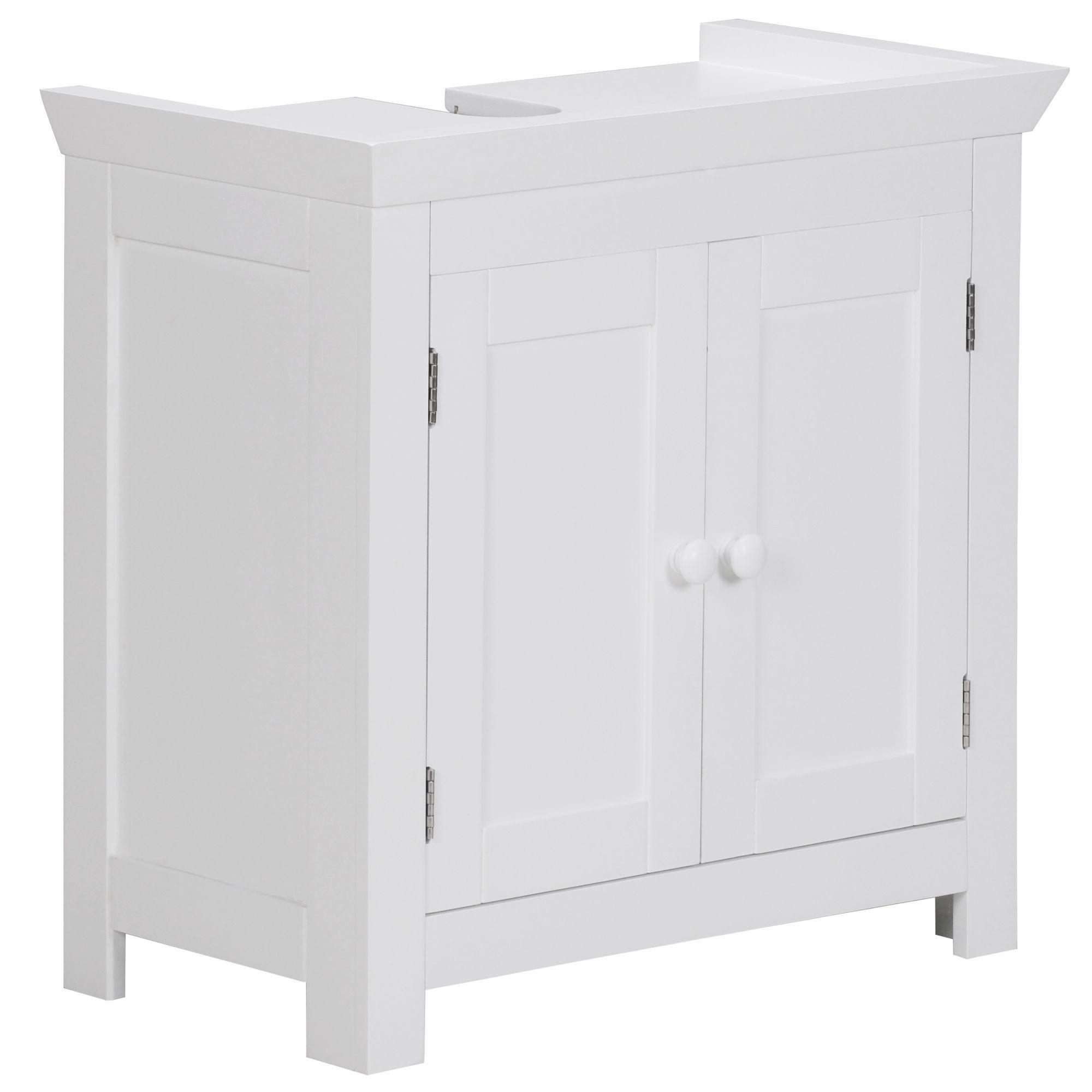 WASCHBECKENUNTERSCHRANK Weiß 57 cm breit mit 2 Türen und Bodenstehend - Weiß, Holzwerkstoff (57/56/30cm) - KADIMA DESIGN
