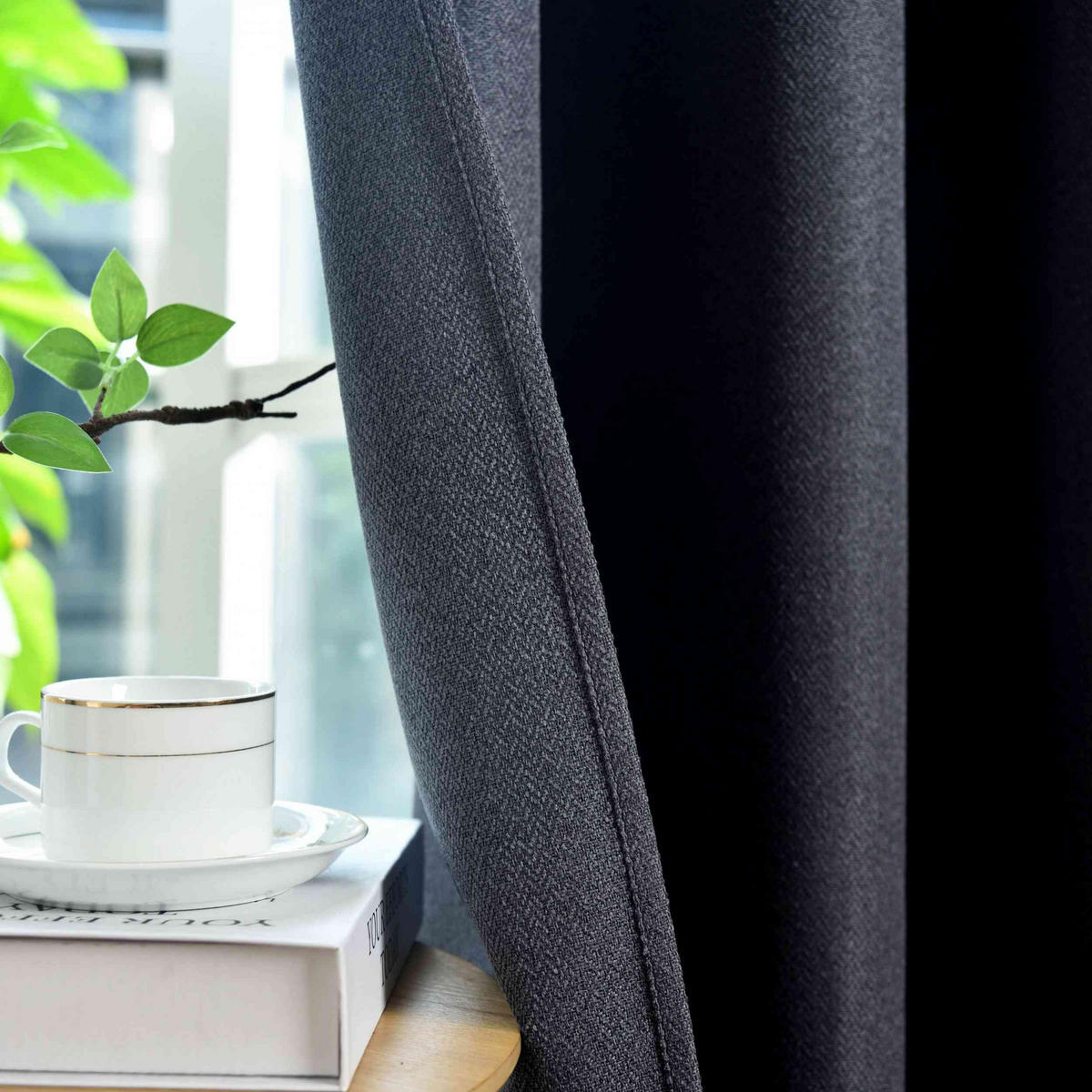 VORHANG 2ER SET »München Dark« HxB 245x145 cm Dunkelgrau - Dunkelgrau, Textil (145/245cm) - Gardinenbox