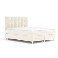 BOXSPRINGBETT Chanton Creme 200/200 cm mit Latex-Topper - Silberfarben/Creme, Holz/Holzwerkstoff (200/200cm) - Maison de Reve