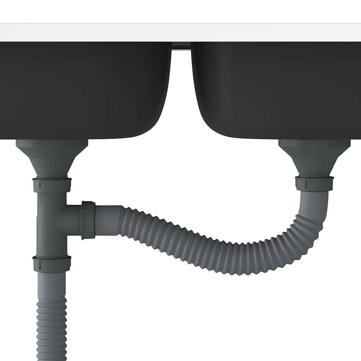 DOPPELSPÜLE Silbern 800/500/155 Mm Edelstahl - Silberfarben, Metall (80/50/50cm) - vidaXL