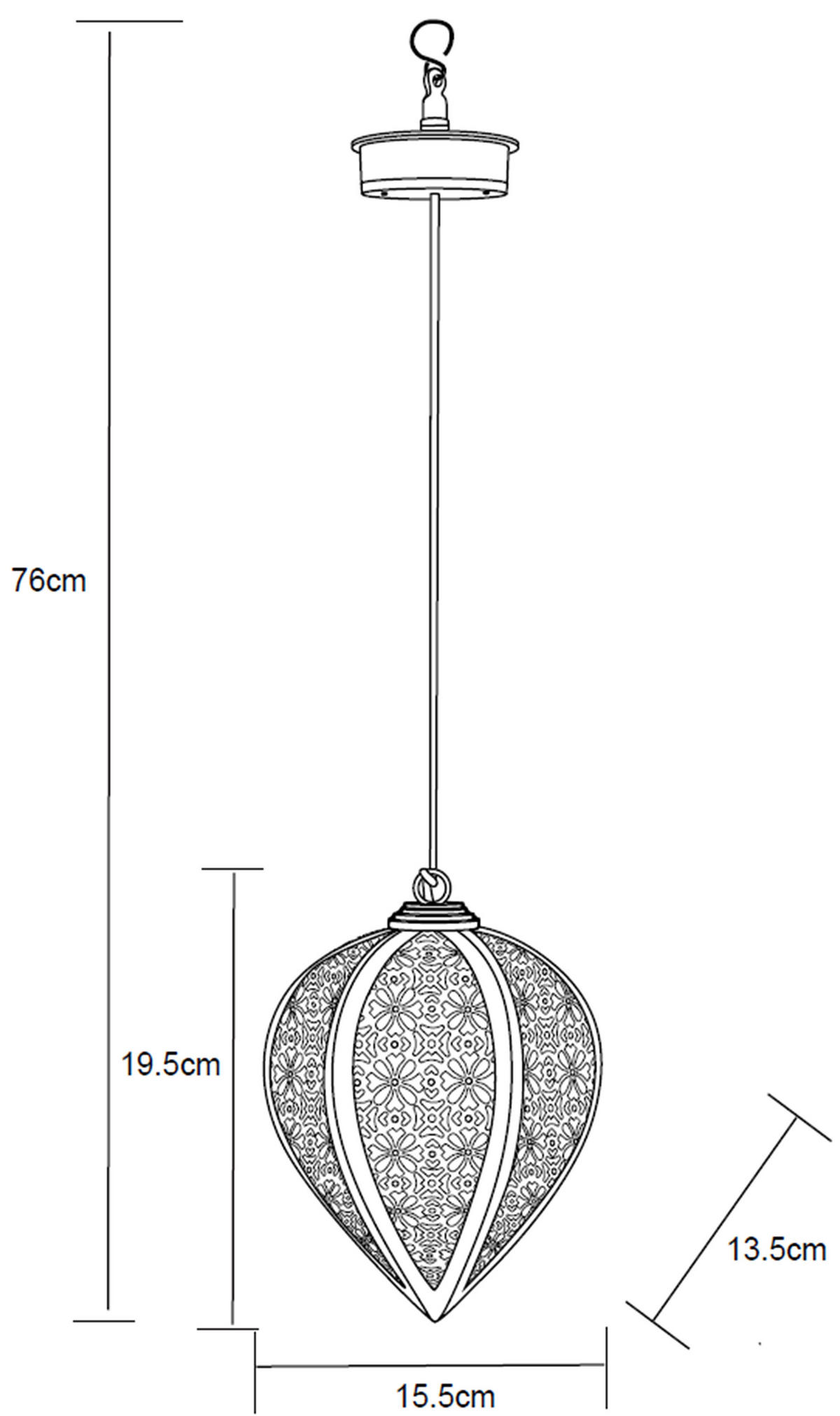 LED-SOLAR-HÄNGELEUCHTE - wetterfest mit Dämmerungssensor und Schattenspiel für Garten und Terrasse, Schwarz, 1er-Set - Schwarz, Metall (15.5/15.5/76cm) - Northpoint