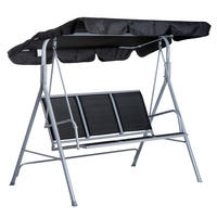 HOLLYWOODSCHAUKEL, mit Dach, Metall, Schwarz+Silber, 171 x 108 x 154 cm - Schwarz, Metall (108/154/171cm) - Outsunny