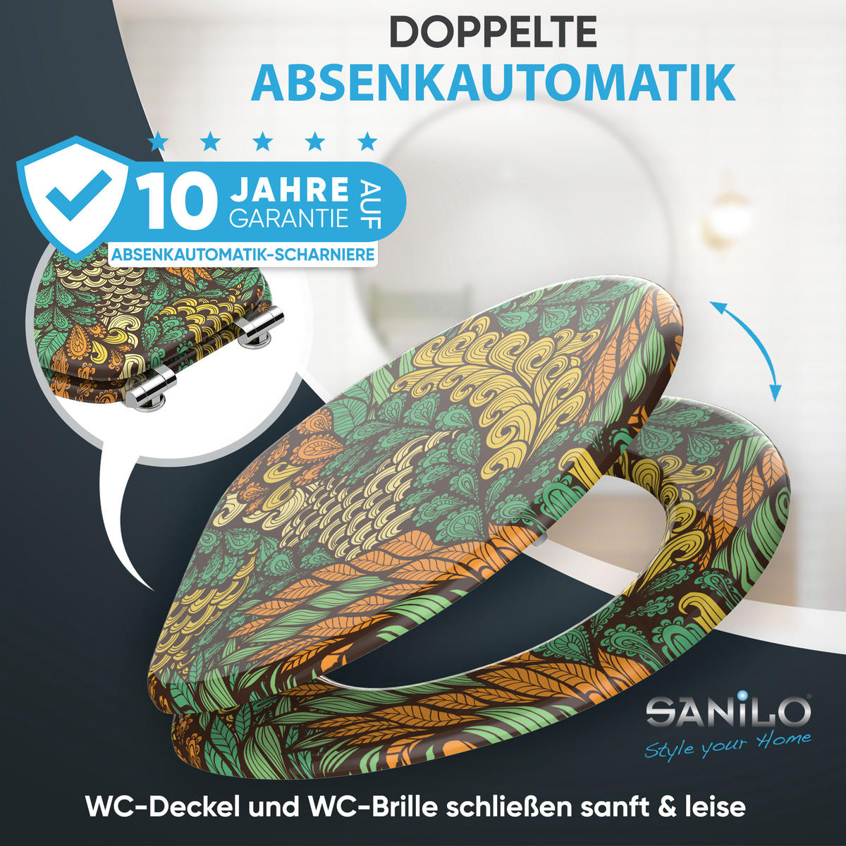 WC Sitz mit Absenkautomatik Velora - Grün, Holzwerkstoff (38/6/47cm) - Sanilo