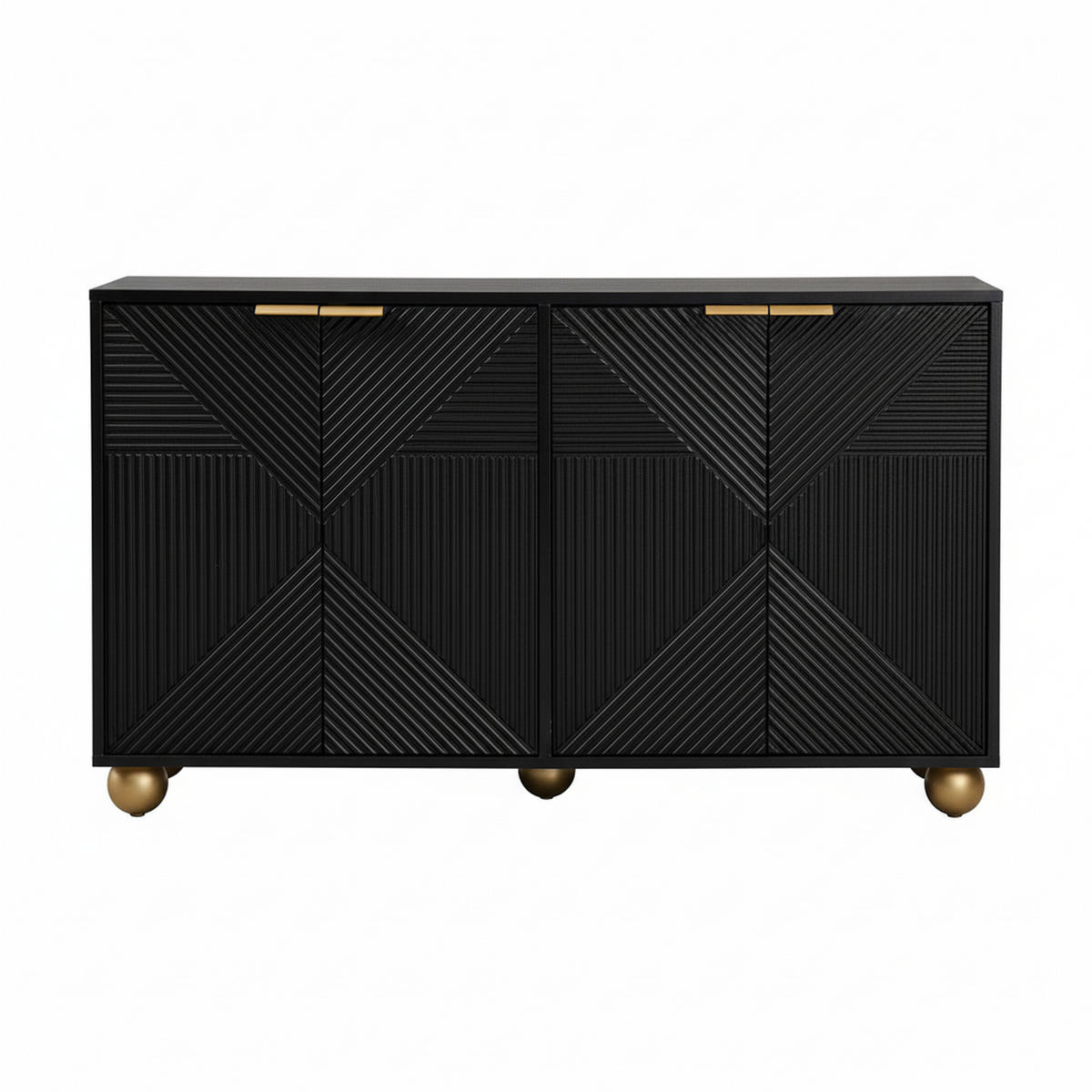 SIDEBOARD 120 cm in Schwarz mit 3D-Relief-Fronten & 4 Türen - Schwarz, Holzwerkstoff/Metall (120/71.5/35cm) - Urban Meuble
