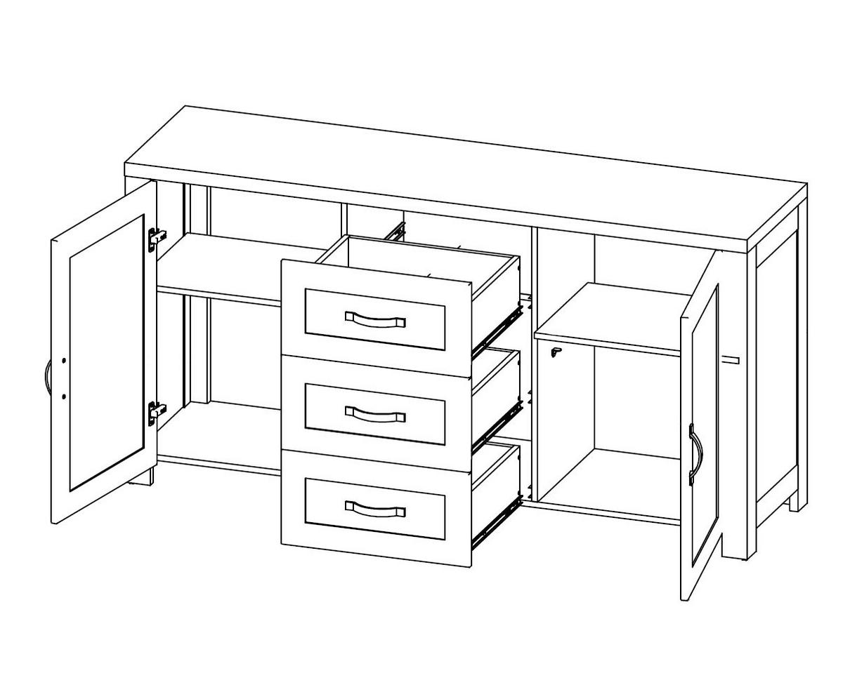 SIDEBOARD Nevada Eiche Lefkas 164 / 44 / 85cm - Eichefarben, Holz/Holzwerkstoff (164/85/44cm) - Feldmann-Wohnen