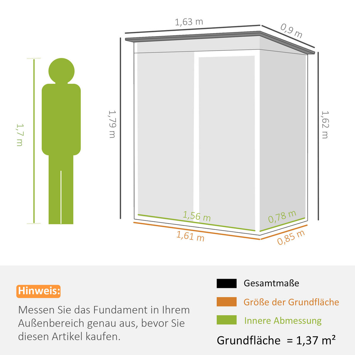 GERÄTESCHUPPEN Verzinkter-Stahl Dunkelgrau - Dunkelgrau, Metall (90/179/163cm) - Outsunny