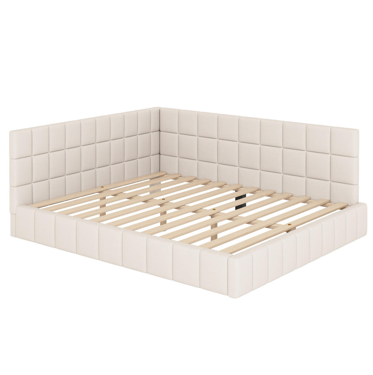POLSTERBETT 160/200 cm beige aus Stoff mit umbaubarer Rückenlehne - Beige, Textil (160/200cm) - OKWISH