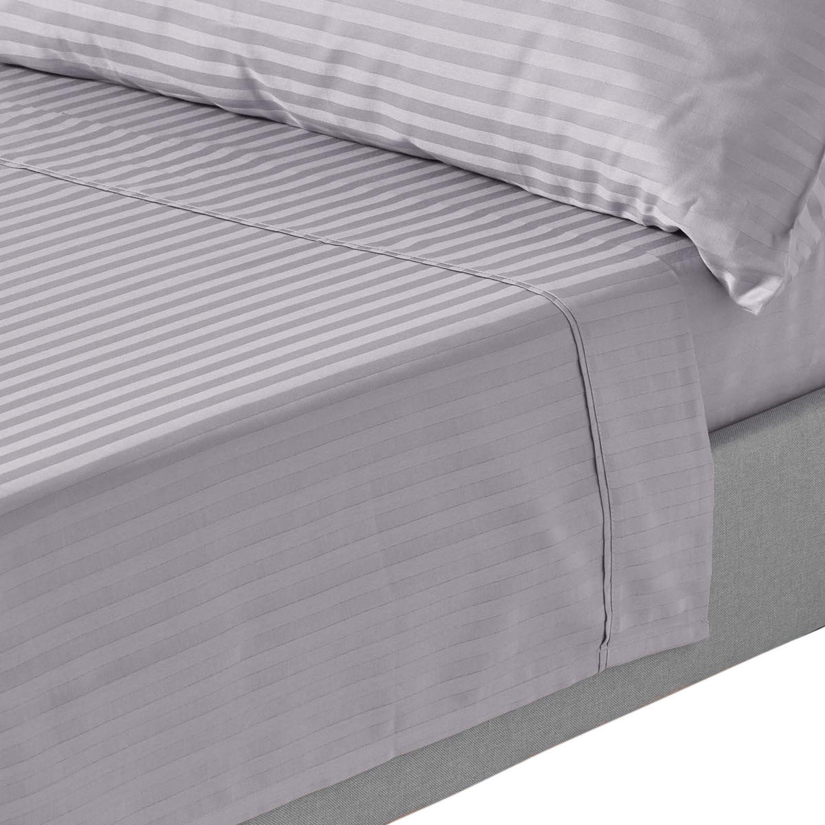 DAMAST-BETTLAKEN ohne Gummizug, 100% Ägyptische Baumwolle - Grau, Textil (275/275cm) - Homescapes