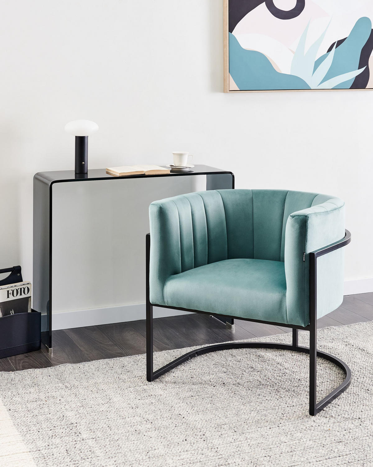 SESSEL Mintgrün Larvik II - Schwarz/Mintgrün, Textil (73/72/66cm) - Beliani