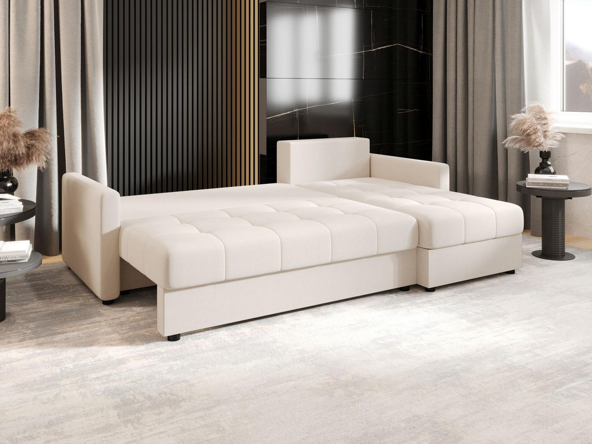ECKSOFA MOS L BIS Cosmic 10 Rechts mit Schlaffunktion - Beige, Textil (220/143cm) - Bedante