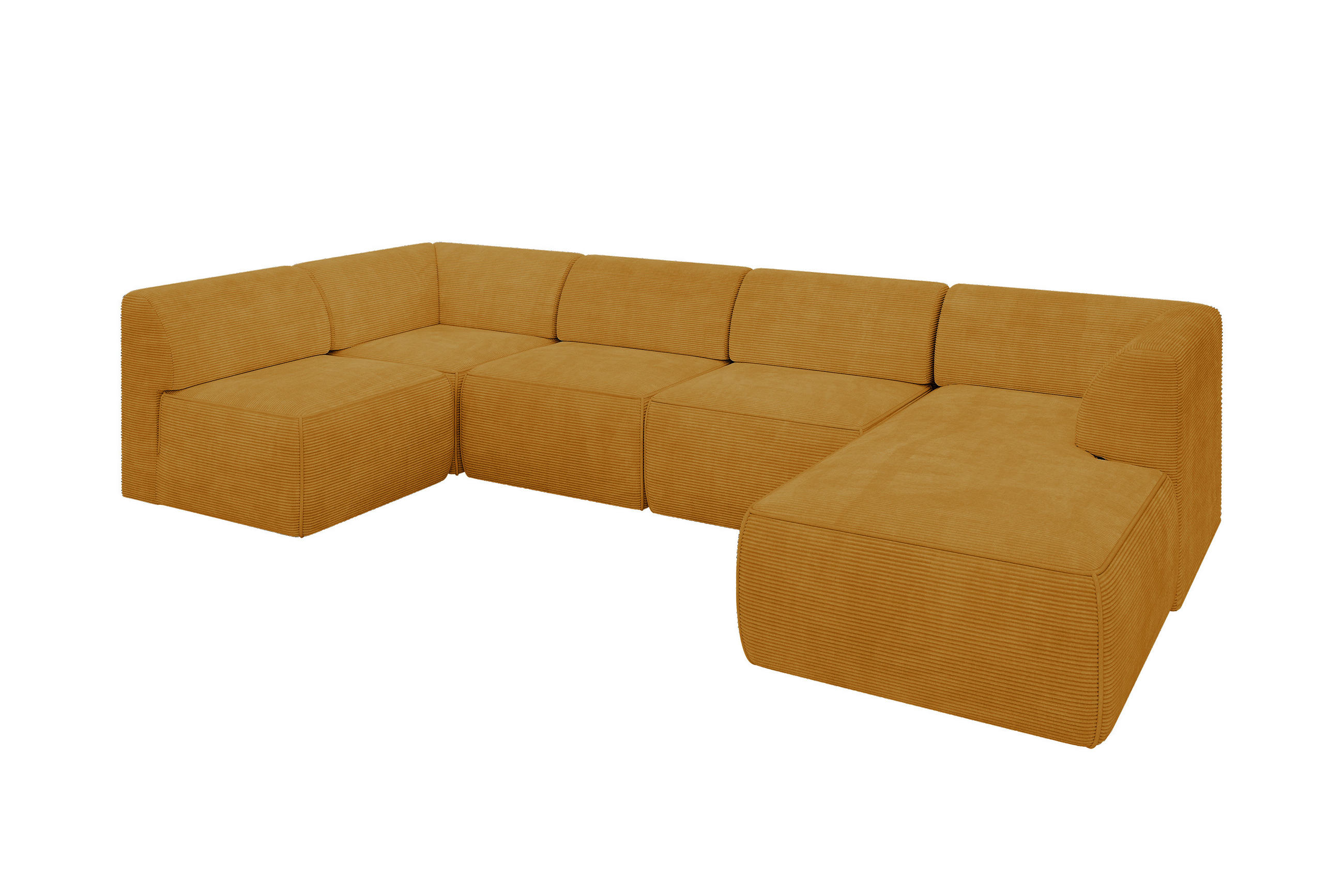 WOHNLANDSCHAFT Ottomane Rechts MOVO-L 345x180x78 cm Senffarbe Cord - Honig, Holzwerkstoff/Kunststoff (180/78/345cm) - ALTDECOR