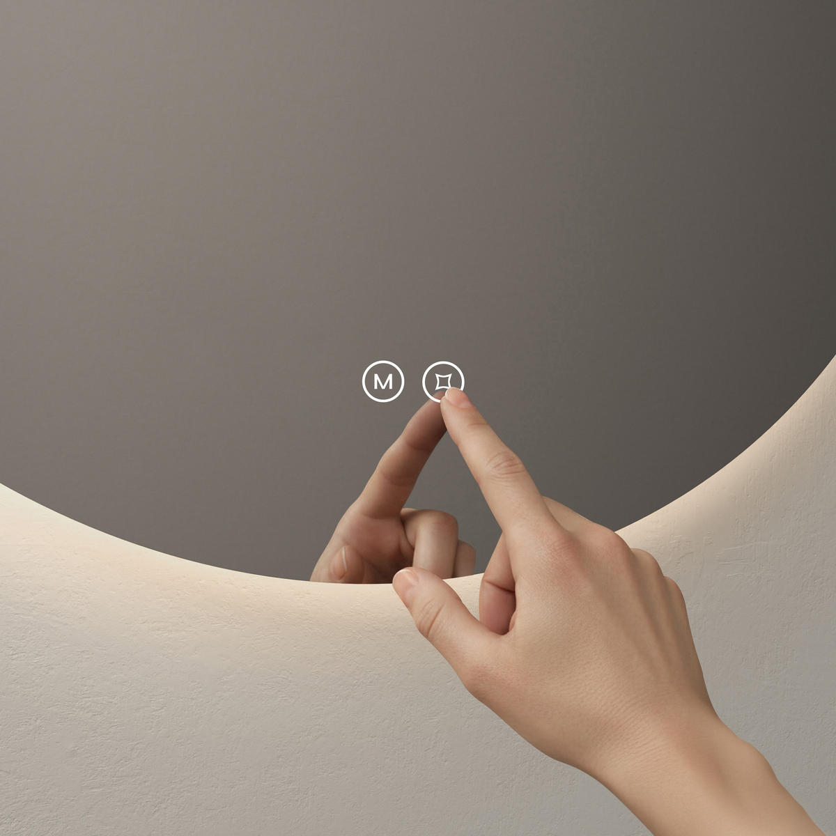 BADSPIEGEL rund mit Beleuchtung rahmenlos Ø50 cm - Weiß, Glas (50/50/3cm) - EMKE