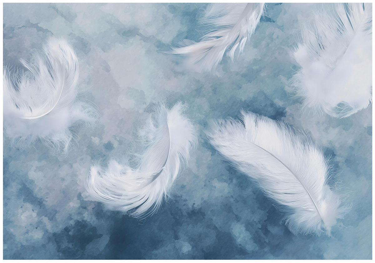 FOTOTAPETE Federn Abstrakt Blau 300x210 cm - Multicolor, Papier (300/210cm) - Wallarena