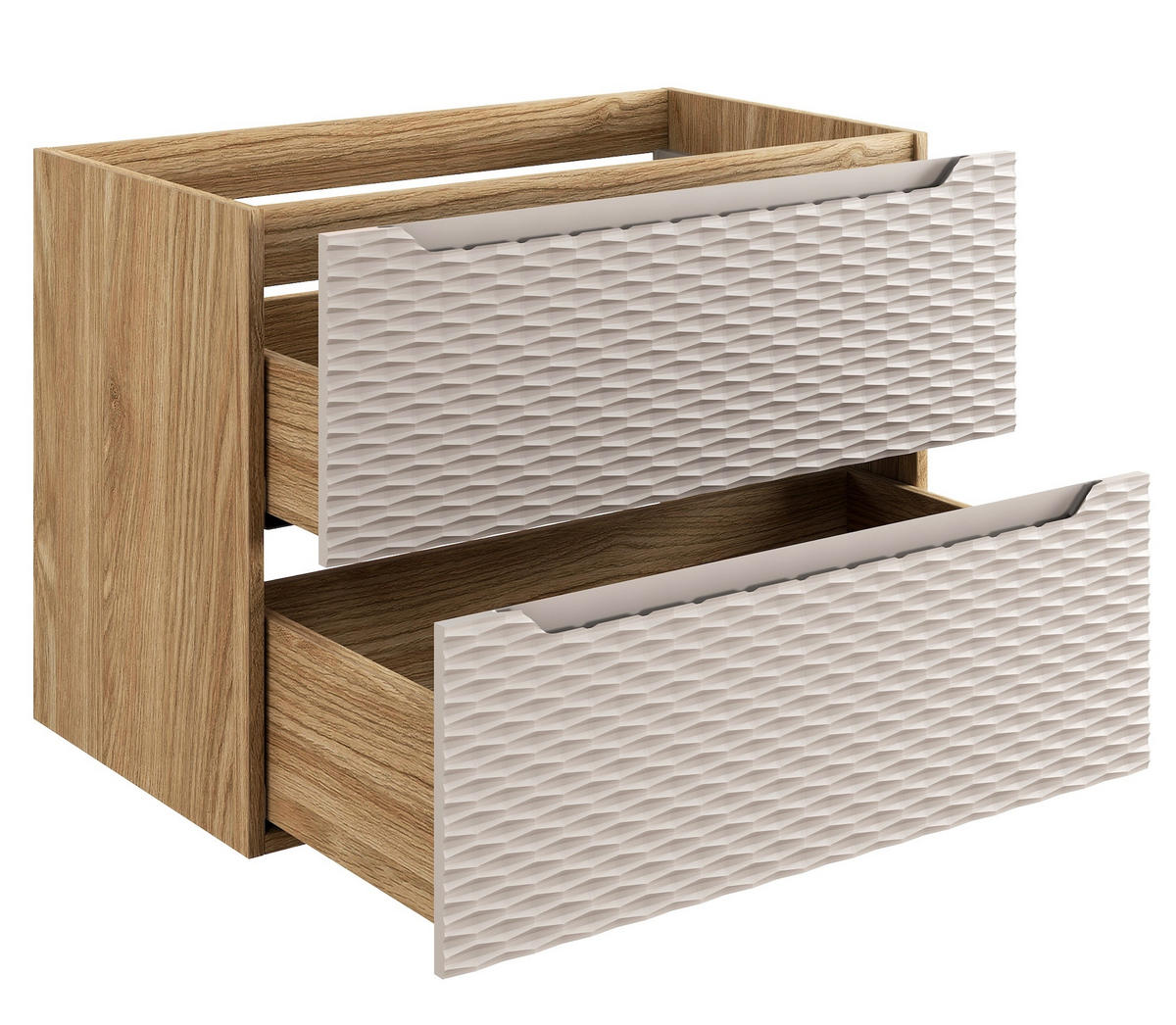 SKRINKA POD UMÝVADLO Ocean 2 zásuvky cashmere s dub - 80 x 46 x 59 cm - kašmírová/farba duba, drevo (80/59/46cm) - Badplaats