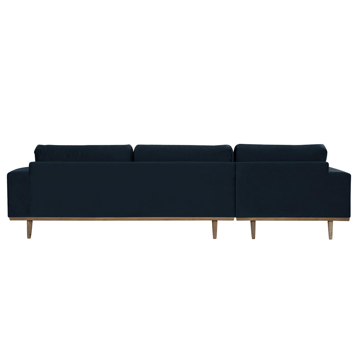 ECKSOFA mit Longchair - Eichefarben/Dunkelblau, Eichenholz/Textil (281/153cm) - home24