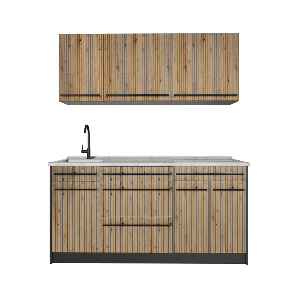 Vicco JEDNOTKOVÁ KUCHYNĚ R-Line, Řemeslný dub/Antracit, 160 cm pracovná doska Mramor