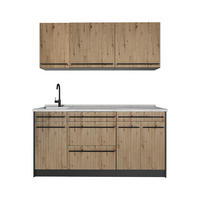 SINGLEKÜCHE R-Line, Artisan-Eiche/Anthrazit, 160 cm Arbeitsplatte Marmor - Anthrazit/Eiche Artisan, Holzwerkstoff (160/81.6/60cm) - Vicco