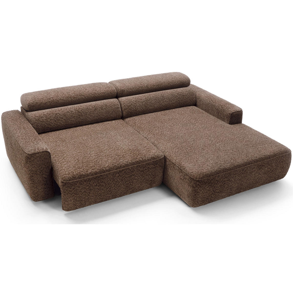 ROHOVÁ pohovka Fando s elektricky výsuvným sedákem, světle hnědý ženil - černá/světle hnědá, textil/plast (182/252cm) - Selsey
