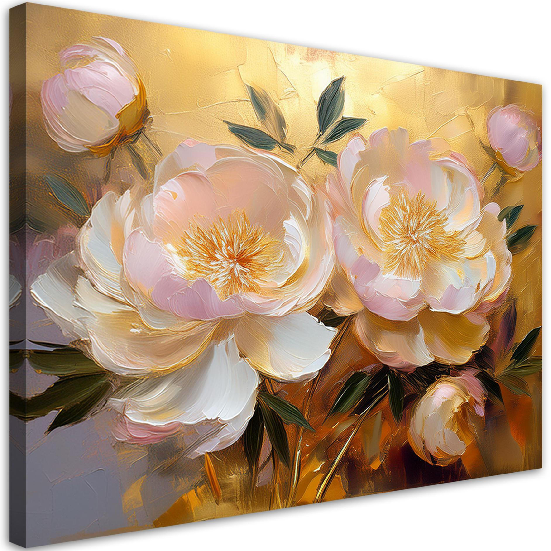 WANDBILD pfingstrose gemalte blume - Pink, Textil (60/40cm) - Feeby