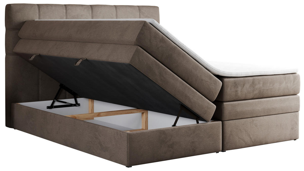 BOXSPRINGBETT ERNI KING 160/200 Braun Velvet - H3 - Braun, Holz/Textil (160/200cm) - MKS