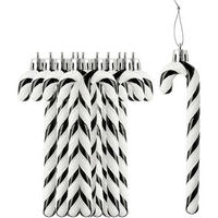 WEIHNACHTSBAUMSCHMUCK 12-teiliges Set Zuckerstangen Anhänger weiß-schwarz - Multicolor, Kunststoff (3/1/13cm)