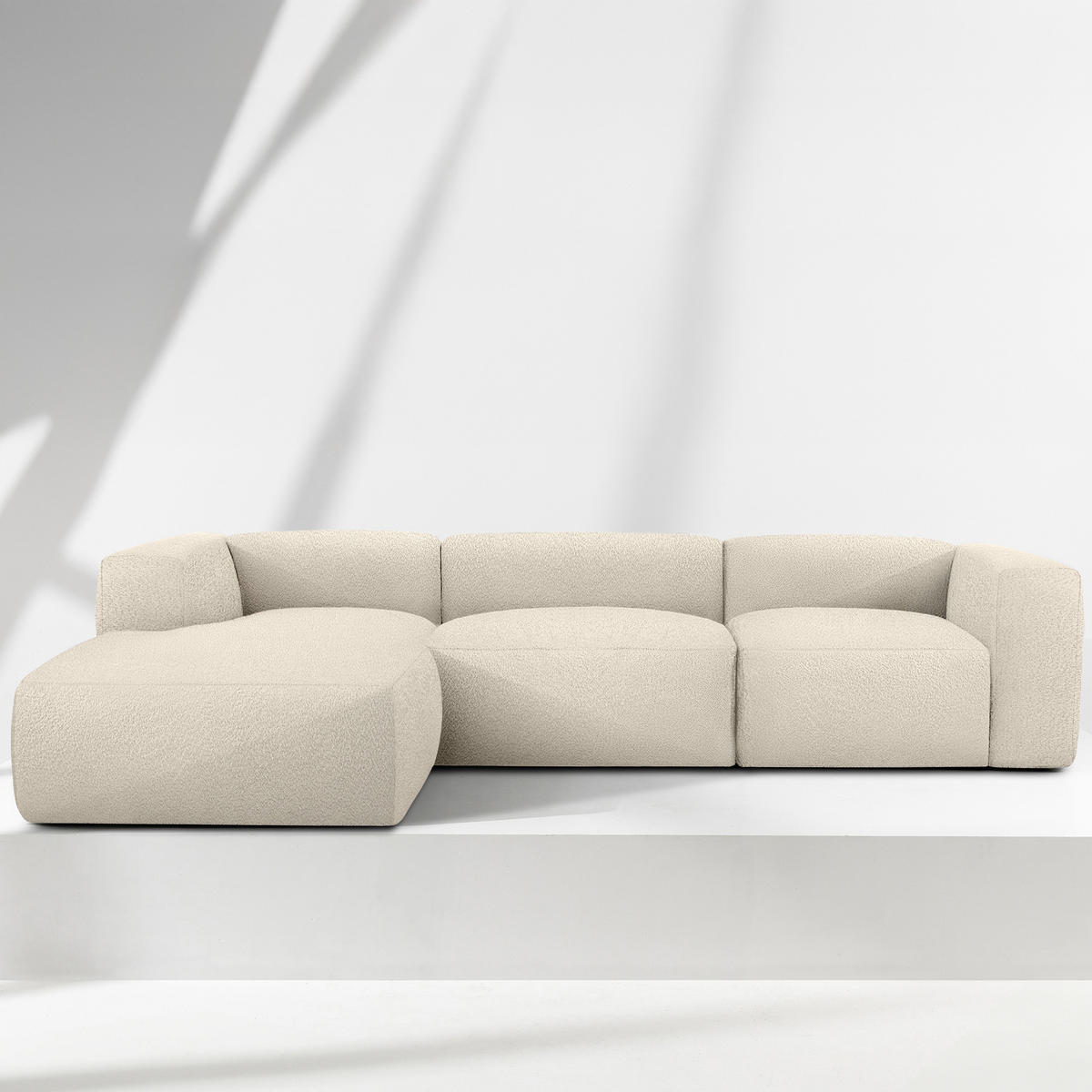 ECKSOFA LINKS BUFFO, Hellbeige - Beige, Holz/Holzwerkstoff (285/176cm) - KONSIMO®