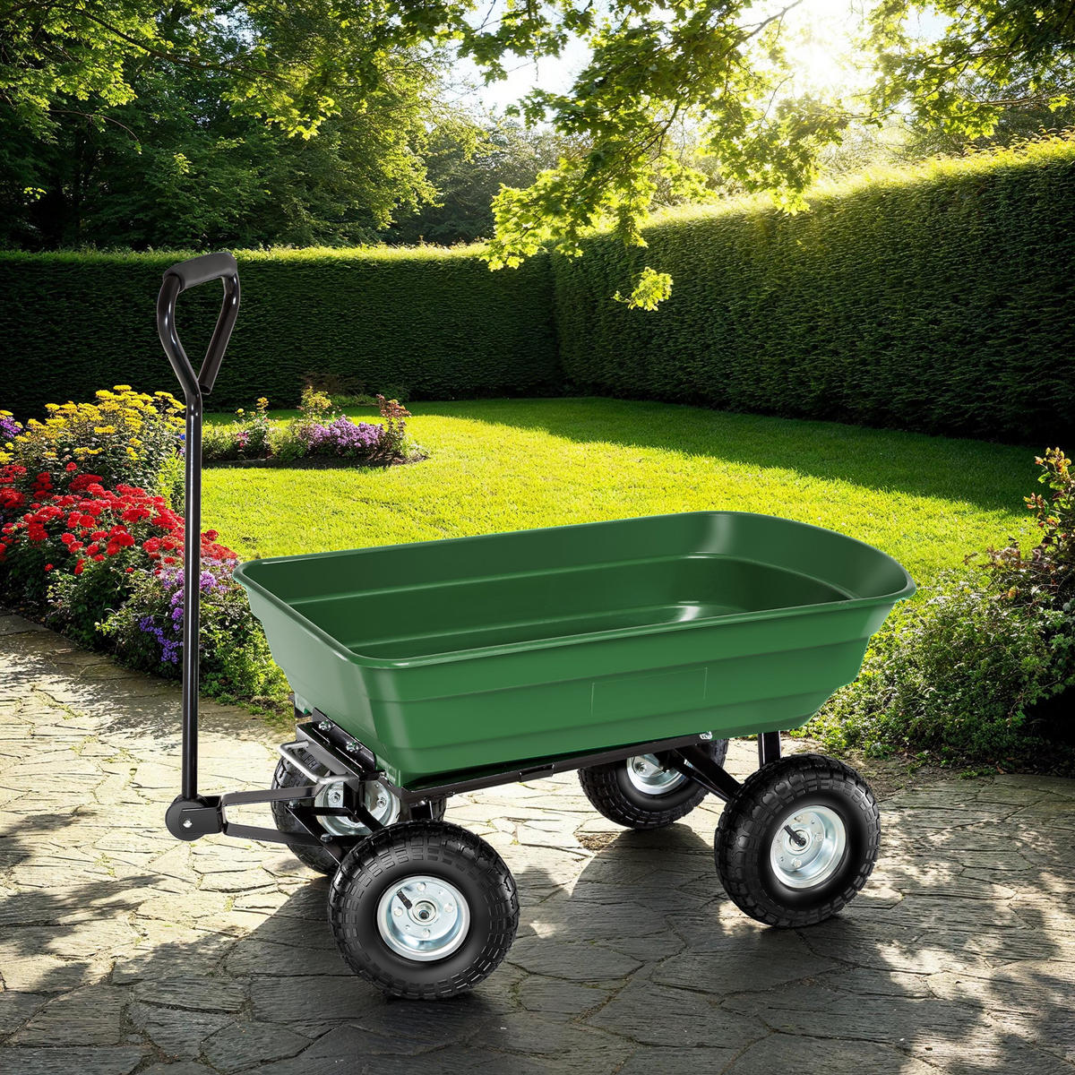 BOLLERWAGEN , Belastbarkeit 300 kg, grün - Grün, Metall (50/52/110cm) - tectake