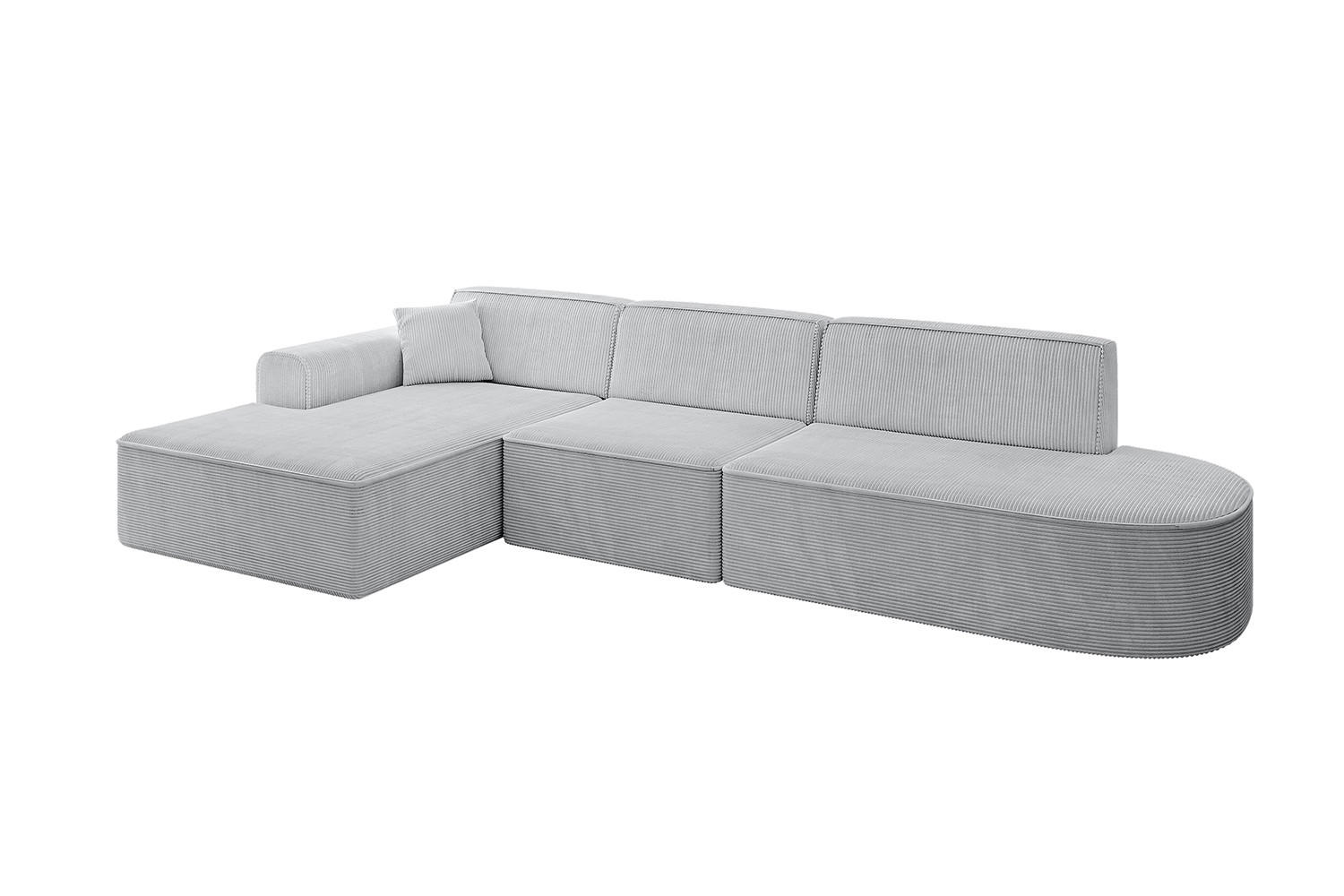 ECKSOFA Ottomane Links IREA-L2-v3 - 328x171x79 cm Grau - Hellgrau/Grau, Holzwerkstoff/Textil (328/171cm) - ALTDECOR