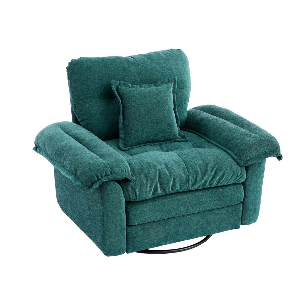 SESSEL mit 360°-Drehfunktion Oversized Chenille Green - Grün, Metall (84/96/116cm) - Meubliv