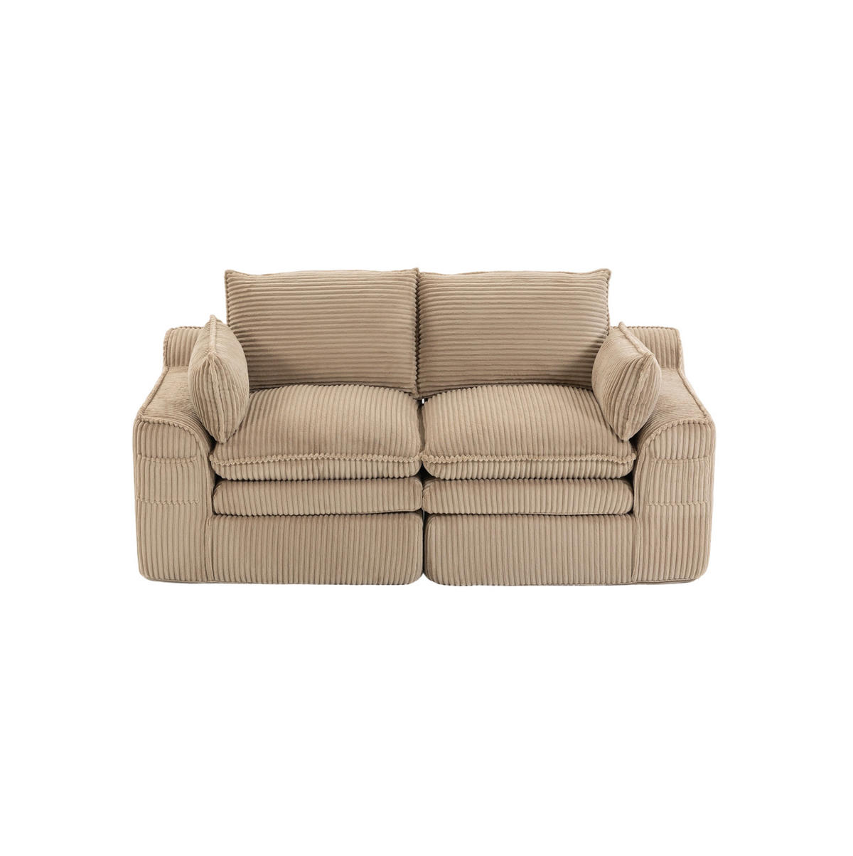 2-SITZER-SOFA 191/94/85 cm mit Seitentaschen, Kissen und Federkern, Khaki - Beige, Textil (191/85/94cm) - Redom