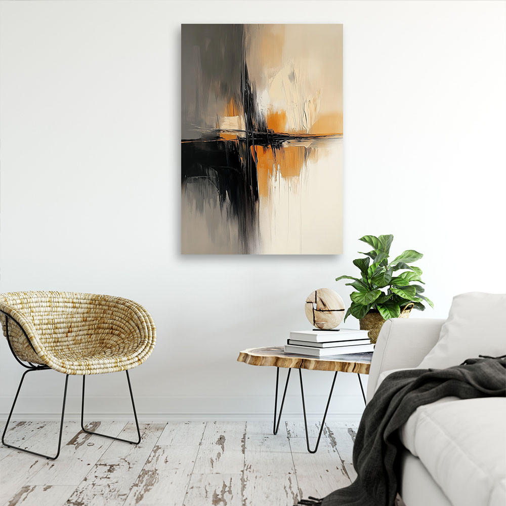 LEINWANDBILD Abstraktion in Beige und Orangetönen 80x120cm - Beige, Textil (80/120cm) - Feeby
