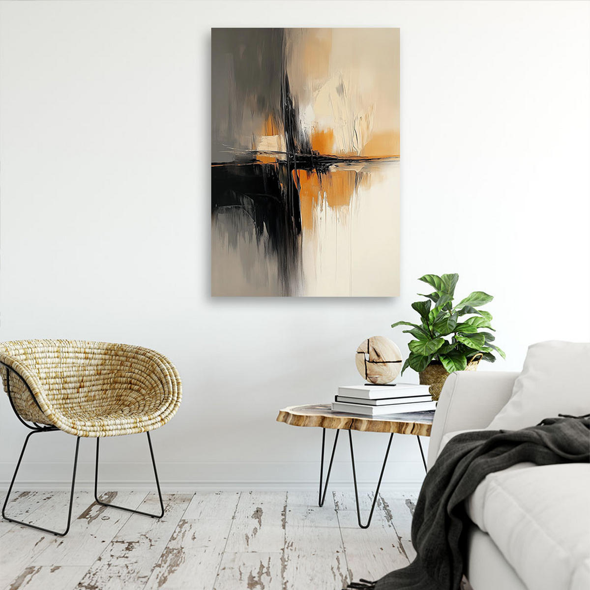 LEINWANDBILD Abstraktion in Beige und Orangetönen - Beige, Textil (80/120cm) - Feeby