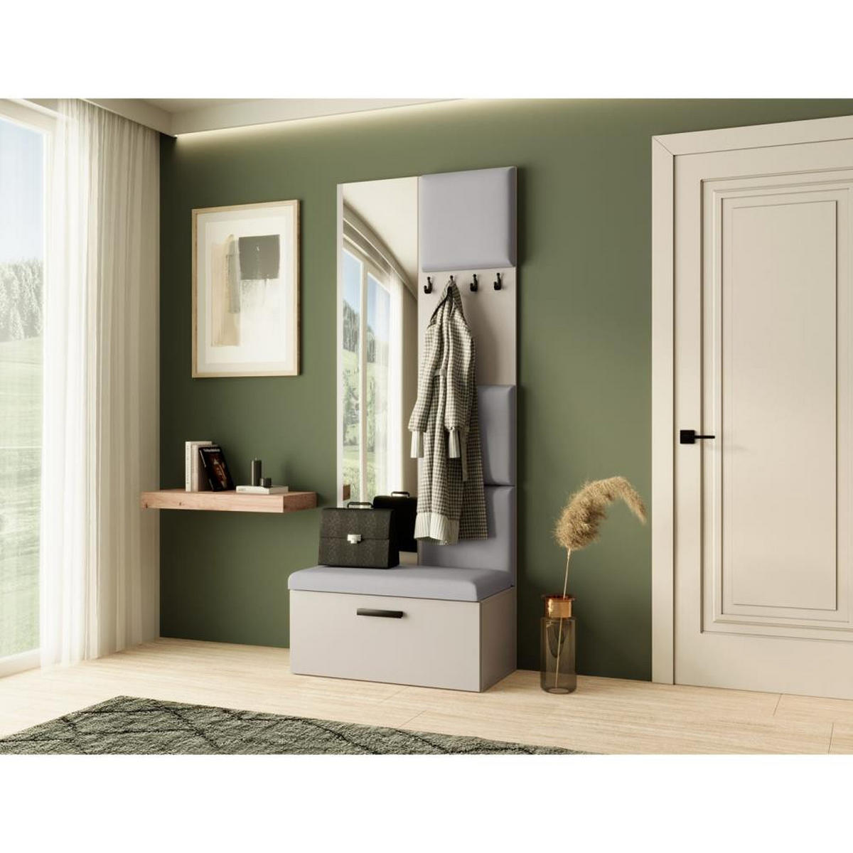 GARDEROBE Margaret III 81/203/43 mit gepolsterten Paneelen - Kaschmir/Schwarz, Holzwerkstoff/Kunststoff (81/203/43cm) - Beautysofa