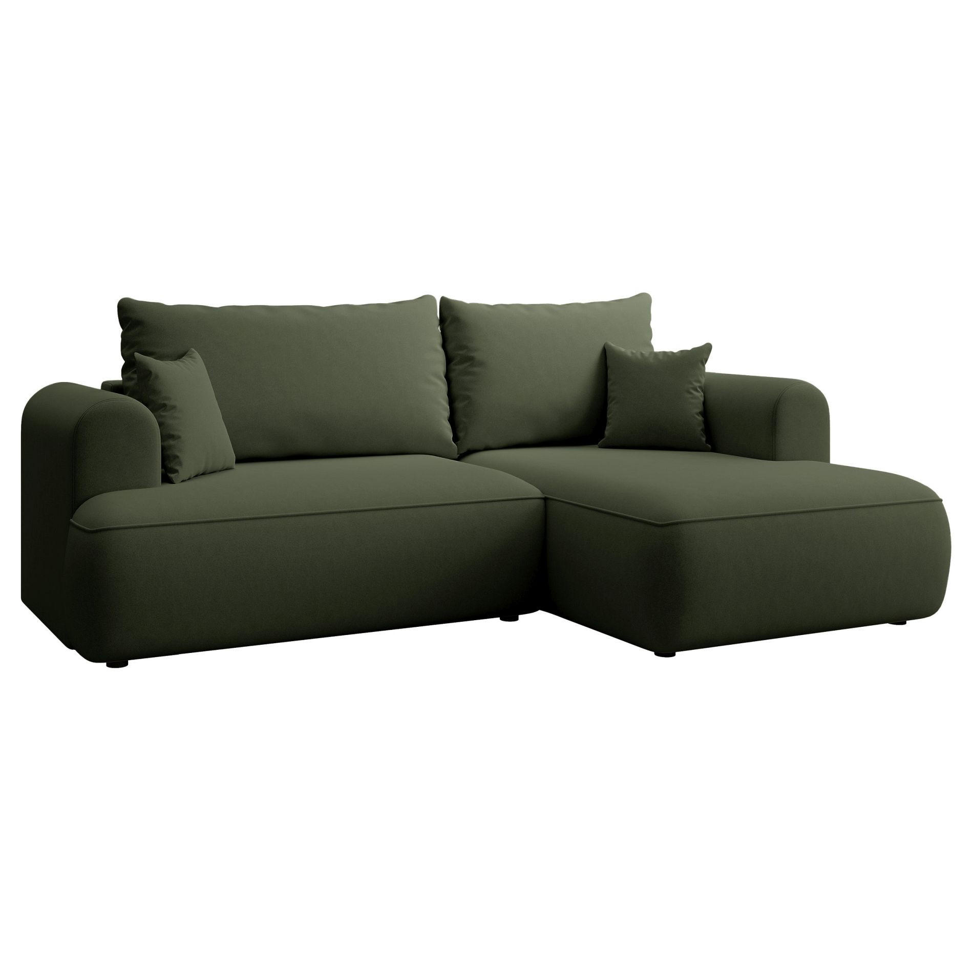 ECKSCHLAFSOFA Ovo Mini Olivgrün Easy-Clean-Samtbezug - Schwarz/Olivgrün, Kunststoff/Textil (238/156cm) - Selsey
