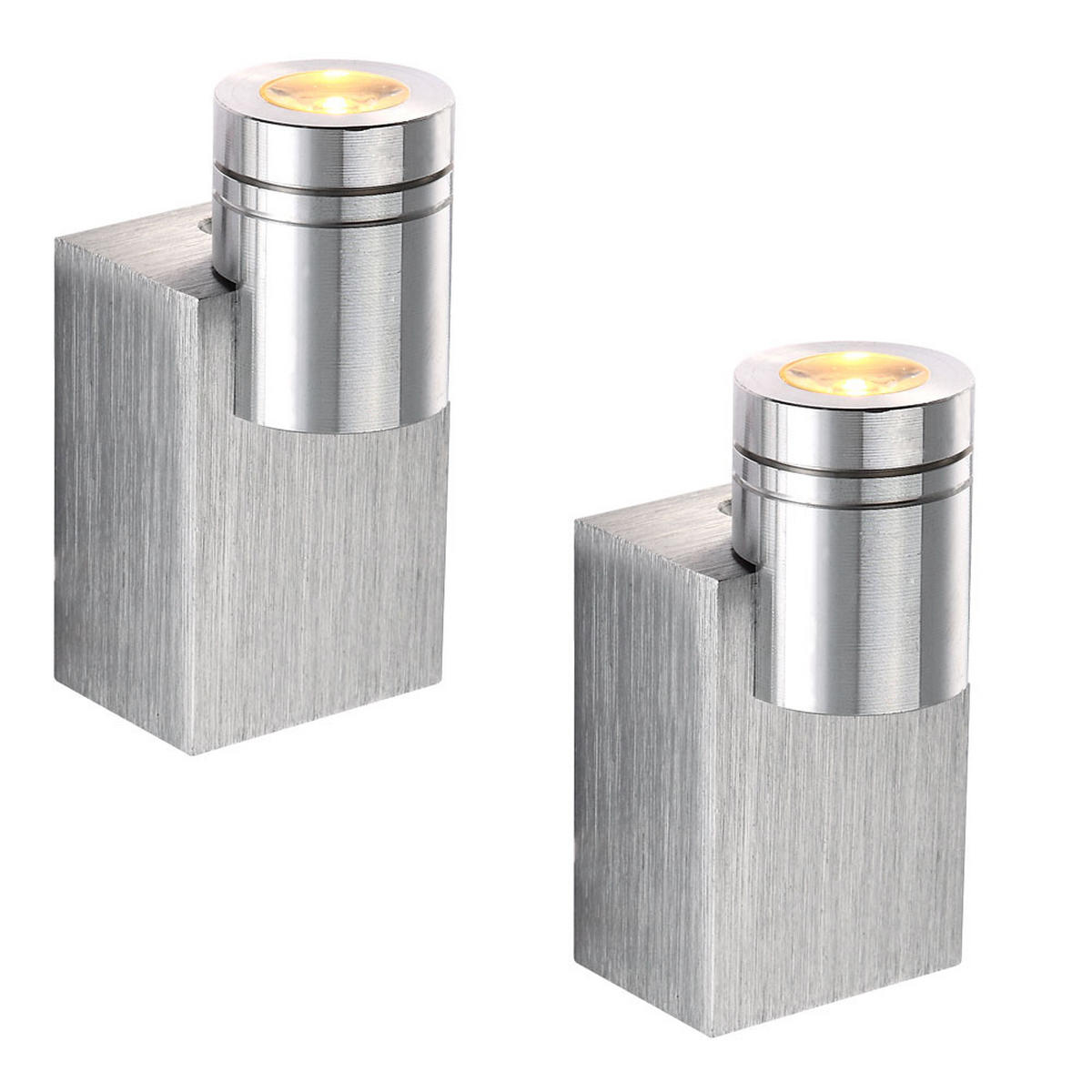 LED WANDLEUCHTE GORDON Aluminium Silber 2er Set - Silberfarben, Metall (8.3/4.5/4cm)