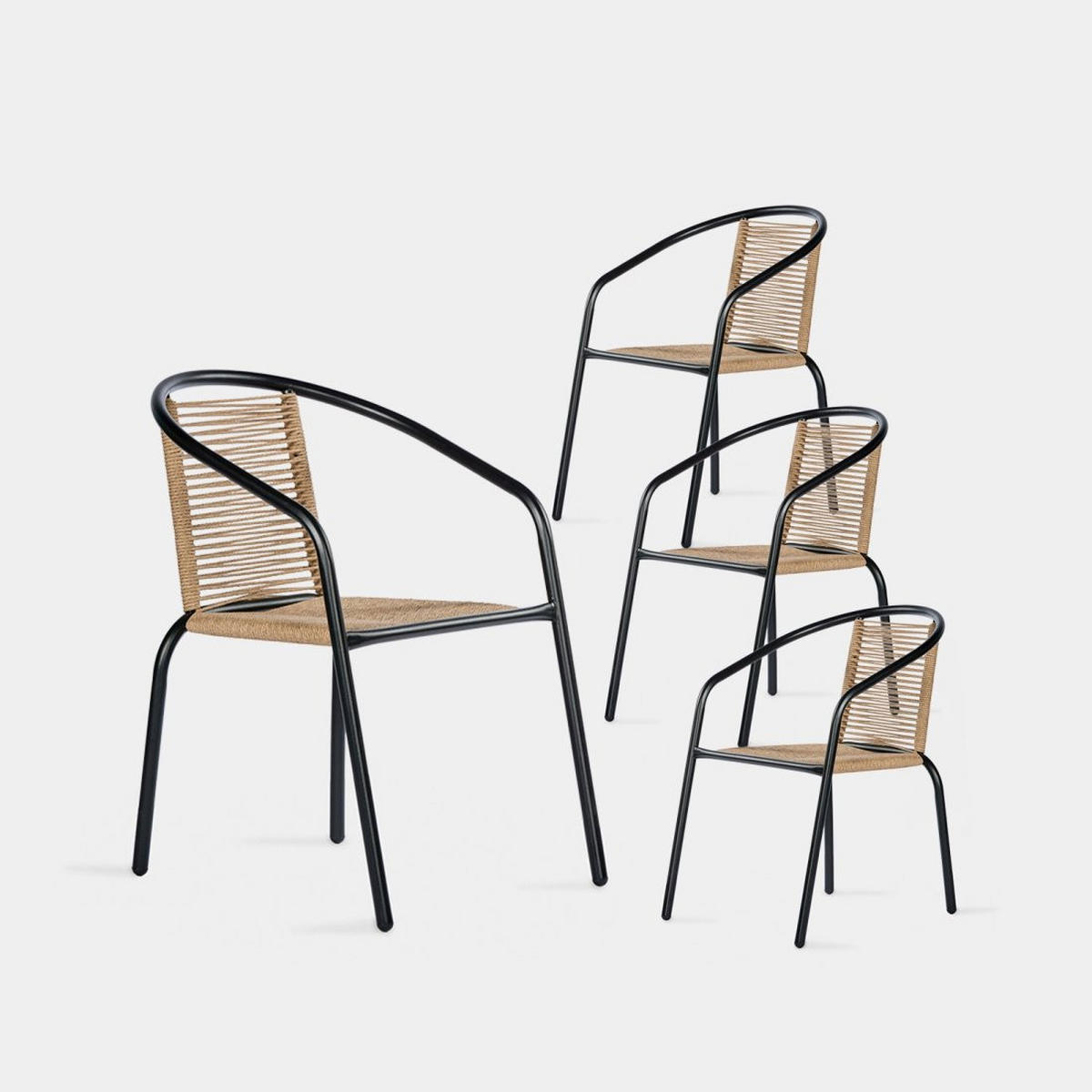 GARTENSTUHL Sakda Schwarz 52 cm x 74 cm 4er-Set - Schwarz, Metall (52/74/66cm) - Klast Home