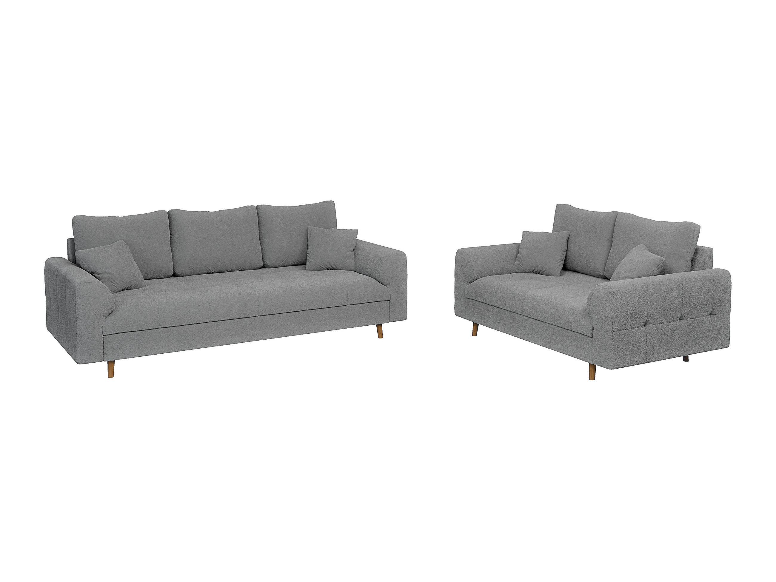 SITZGARNITUR 3+2 Henrik Grau Boucle - Braun/Grau, Holz/Textil (210/81/93cm) - S-Style Möbel