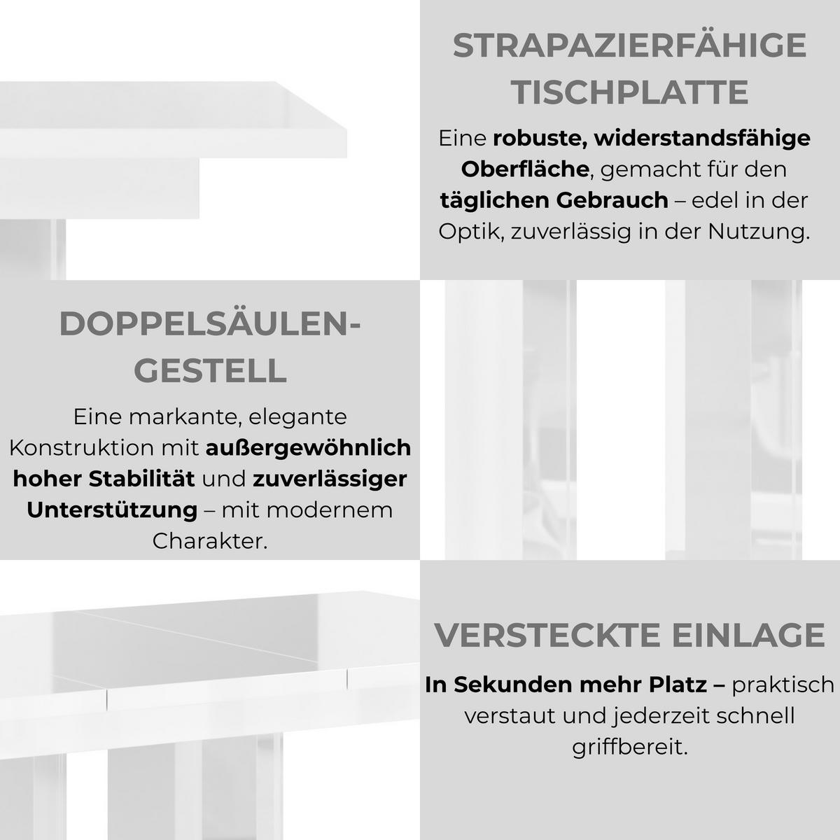 ESSTISCH ausziehbar in Weiß glänzend - Weiß, Holzwerkstoff (80/160/75cm) - Home Collective