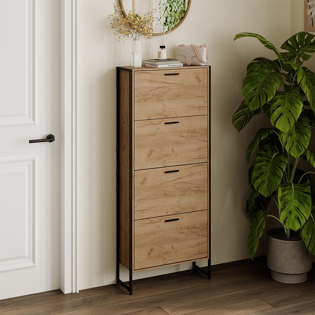 BOTNÍK NA BOTY Folda Dub Goldkraft/černá - černá/barva dubu, kompozitní dřevo (63/152.5/23.5cm) - Vicco