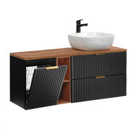 WASCHTISCH 140.8cm Adriel Schwarz und Holz - Schwarz, Holzwerkstoff (140.8/59/46cm) - Petits-meubles