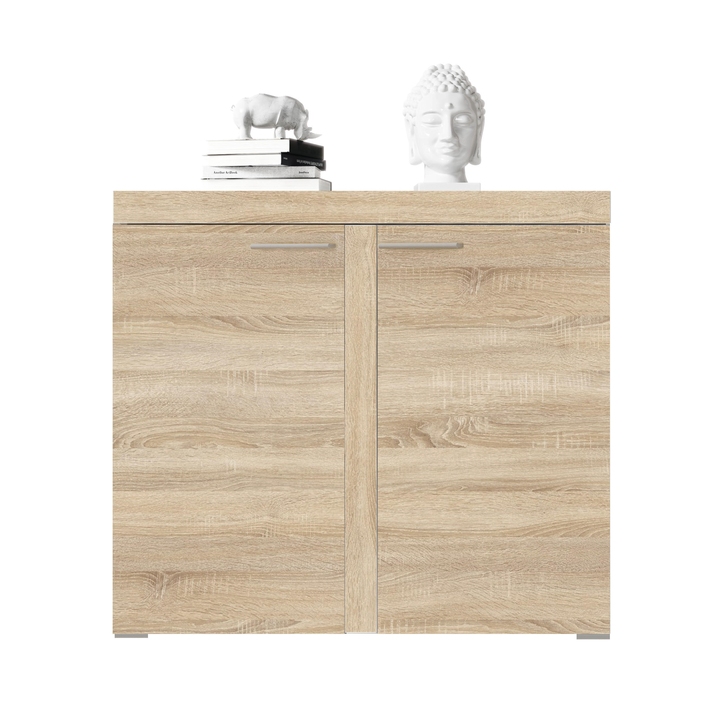 SIDEBOARD Spacoro 2D Sonoma 97,2/82/40,3 cm – Schmale Kommode Eleganz für Ihr Zuhause - Beige, Holzwerkstoff/Kunststoff (97/82/40cm) - AX Living