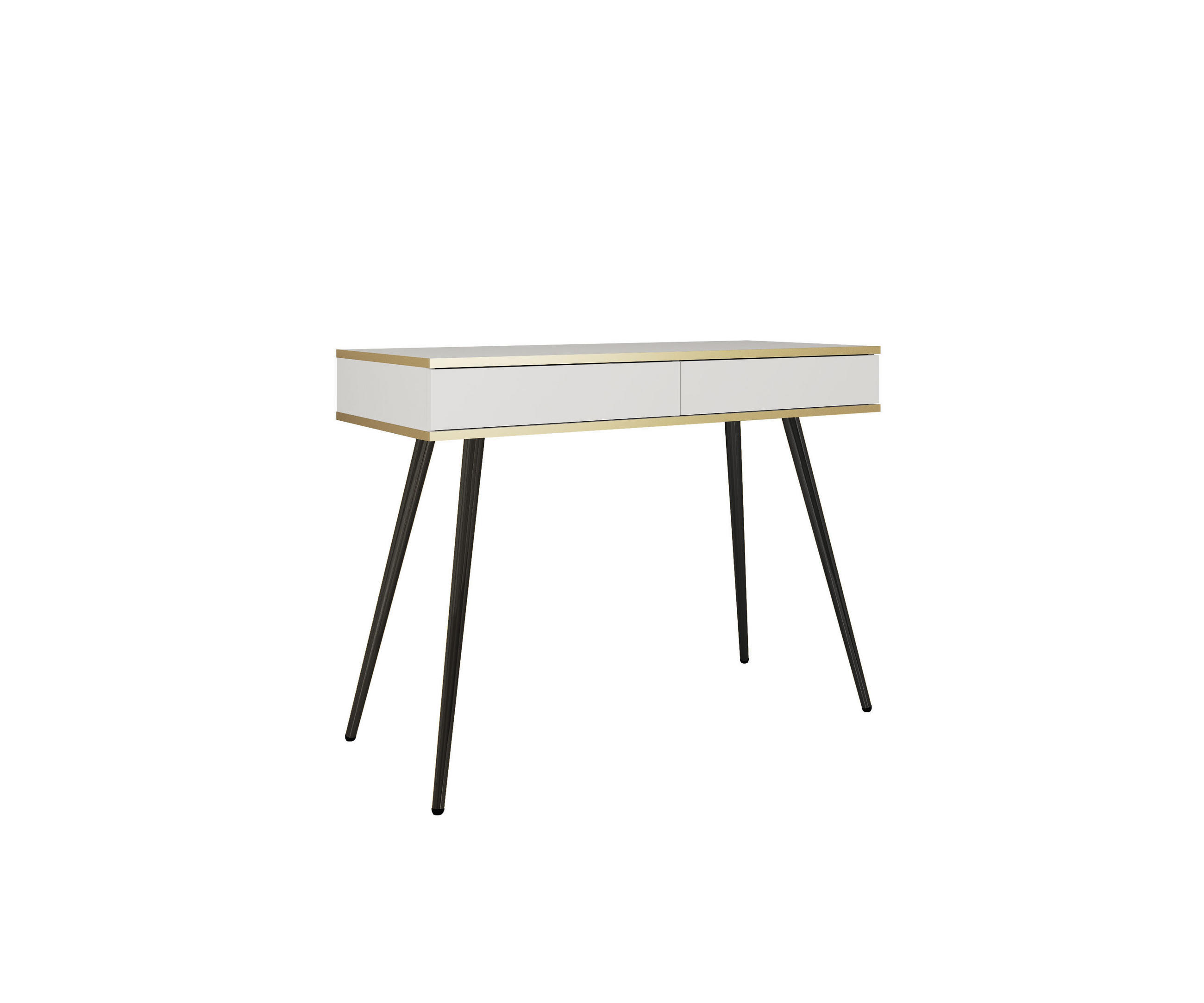SCHMINKTISCH Weiß - T-102, Hochglanz, Schubladen Push-to-Open 102x50x80 cm Weiß/Schwarz - Schwarz/Weiß, Holzwerkstoff/Kunststoff (50/102/80cm) - DomoHome