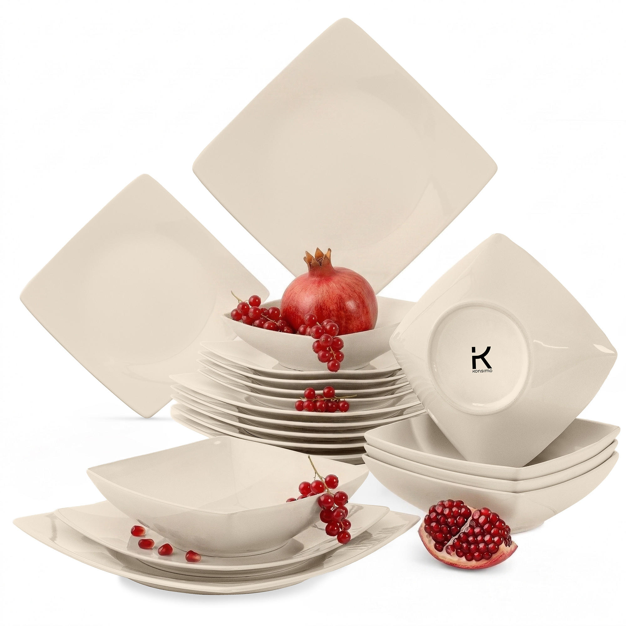 TAFELSERVICE EPIRI 6 Personen 18-tlg - Beige, Keramik (25/2/25cm) - KONSIMO®