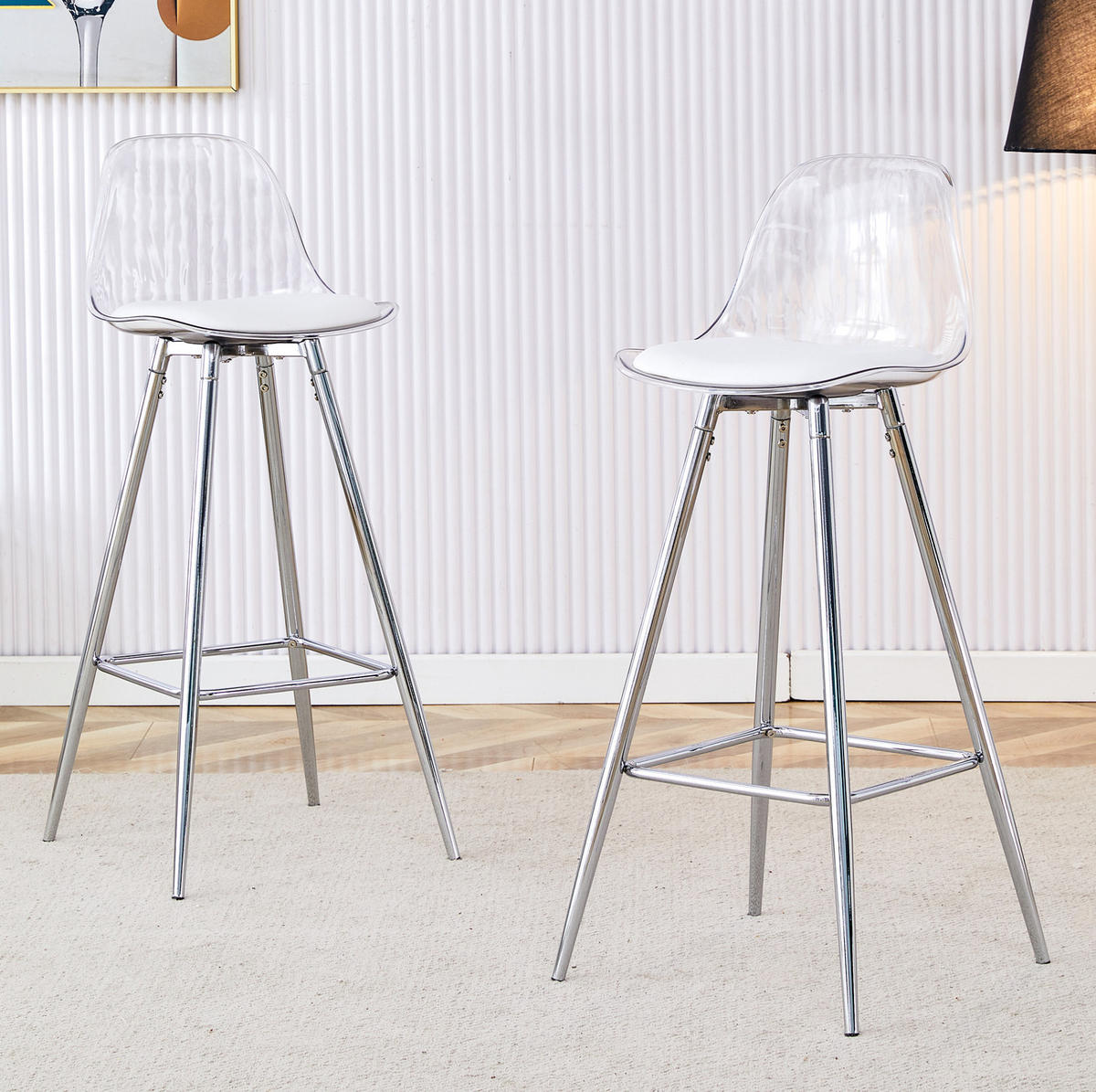 BARHOCKER Transparent mit Fußstütze und Metallgestell - Klar, Metall (33/96.5/38cm) - MIVRAY