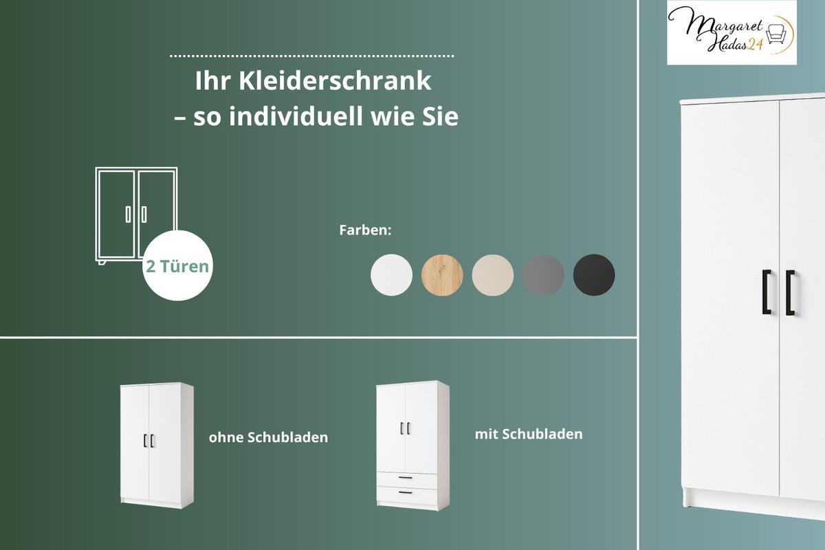 DREHTÜRENSCHRANK Tamara 90 cm, 2-türig, artisan - Braun, Kunststoff (180/180/90cm) - Margaret Hadas24
