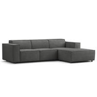 ECKSOFA mit Longchair - Anthrazit/Schwarz, Kunststoff/Textil (260/177cm) - home24